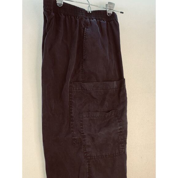 XL Hunter & Brown Pants Womens Flowy Black Elastic Pull On 3 Leg Patch Pockets - Picture 4 of 13